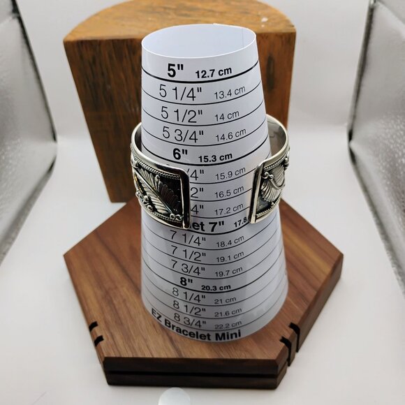 Southwest Cowgirl Sterling Silver Pink Conch Shell Cuff Bracelet 56g 1 1/4" Wide - Picture 7 of 7